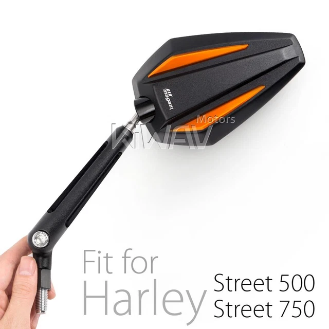 Rétroviseurs Achilles noir et orange paire pour Harley Street 500 750 '14-'17 ε