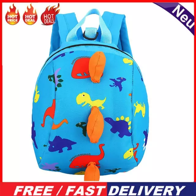 Toddler Kids Dinosaur Backpack Anti-lost Bags with Safety Leash (Sky Blue)