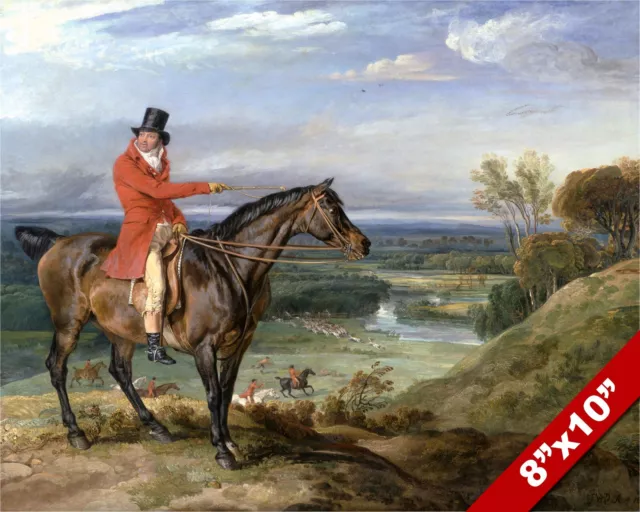 English Fox Hunt On Horseback Horse Oil Painting Art Real Canvas Giclee Print