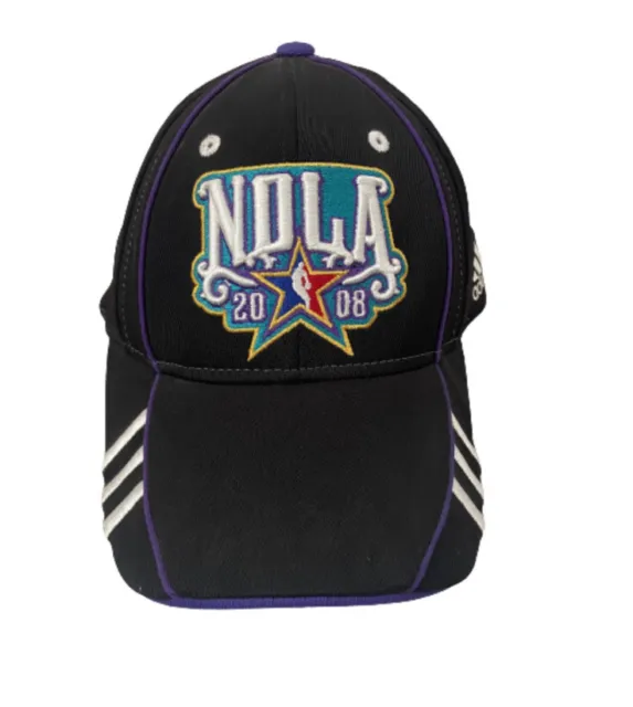NOLA NBA Hat Fitted Adidas Black Purple All Star New Orleans Basketball Cap 2008