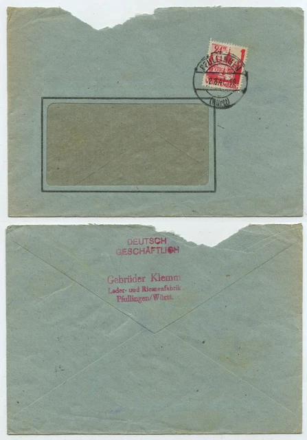 62065 - Württemberg - Sichtfensterumschlag - Pfullingen 2.8.1947