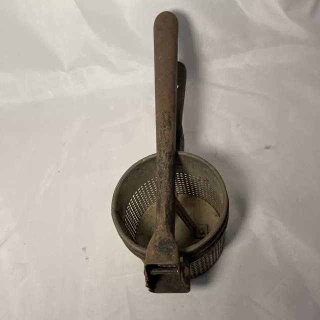 Antique Large Potato Ricer Vegetable Masher Press - Vintage Kitchenalia Display 2