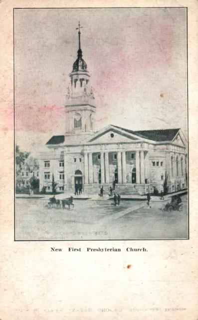 Vintage Postcard New First Presbyterian Church Religious Building Parish