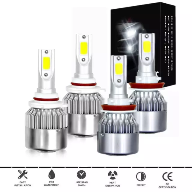 LED Headlight Bulbs 9005 H11 High Low Beam Super White Bright 6000K 200000LM