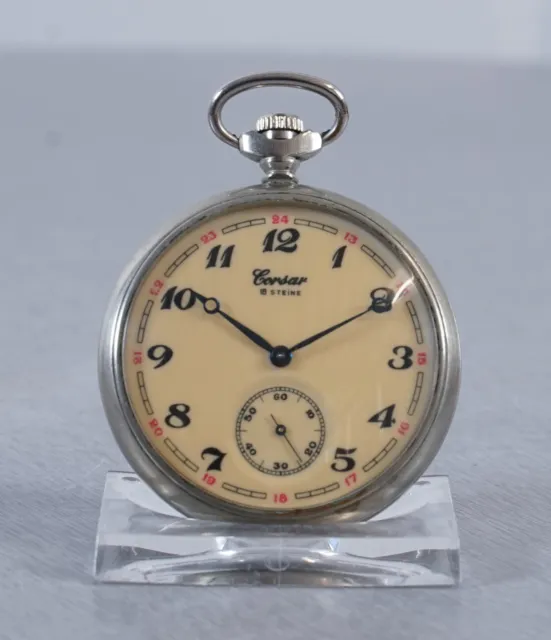 Corsaro (russo) 2 coperchi orologio da tasca orologio ferroviario lancette blu nichel vintage
