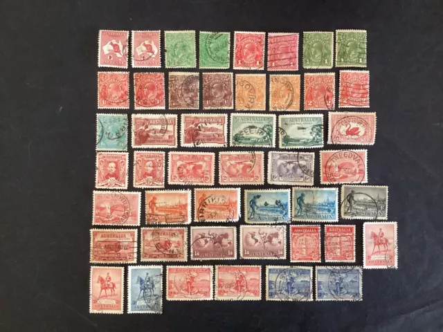 Australia Early Pre-Decimal Stamps Lot of 46 Used UH & LH.