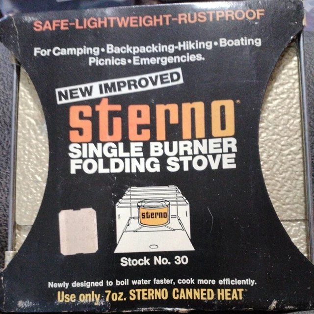 VINTAGE STERNO SINGLE Burner Folding Stove Camp Hiking NEW Old Stock
