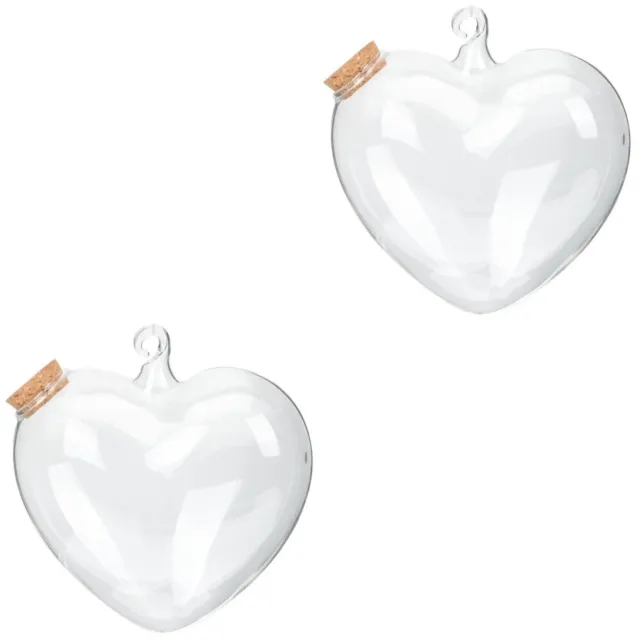 2 Pieces Heart Glass Bottle Small Jars with Lids Love Wishing Cover