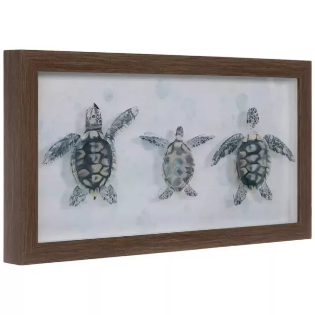 Colorful Framed Sea Turtles Watercolor Wall Art Home Decor Ocean 8" X 16" Framed