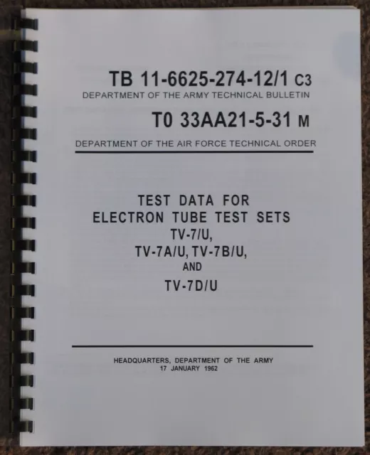 USA TV-7D/U Tester TV-7 Ultimate Updated Tube Test manual All the data there is