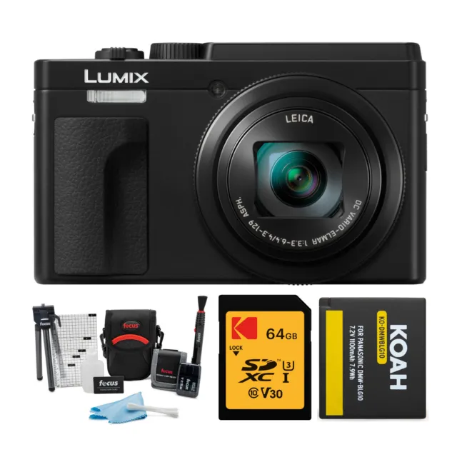 Panasonic LUMIX ZS80 Digital Camera Black with 64GB Card and Accessory Bundle