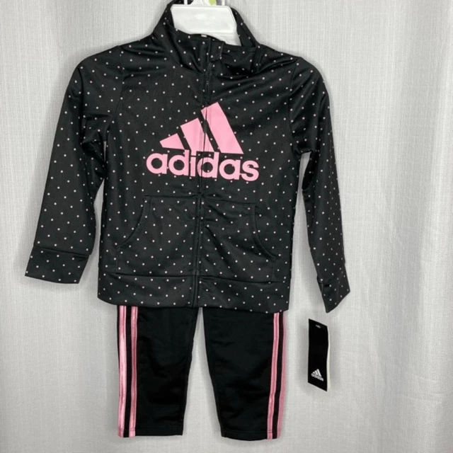 Adidas Girls Pink Black 2 Piece Set