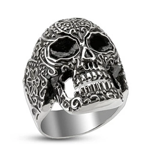 Anello Uomo Teschio In Acciaio Inox | Design Edgy Con Scritta Death | Gioiello Rock Chic | Regalo Per Lui - 2