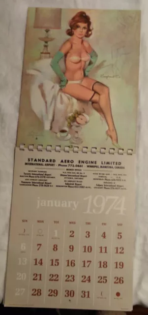 vintage 1974 calendar for International Airport Canada --vintage calendar