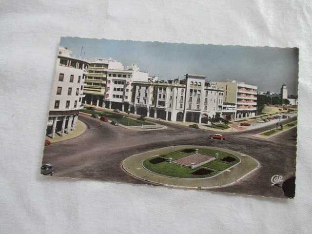 maroc cpsm  carte postale rabat avenue Mohamed V place de la gare