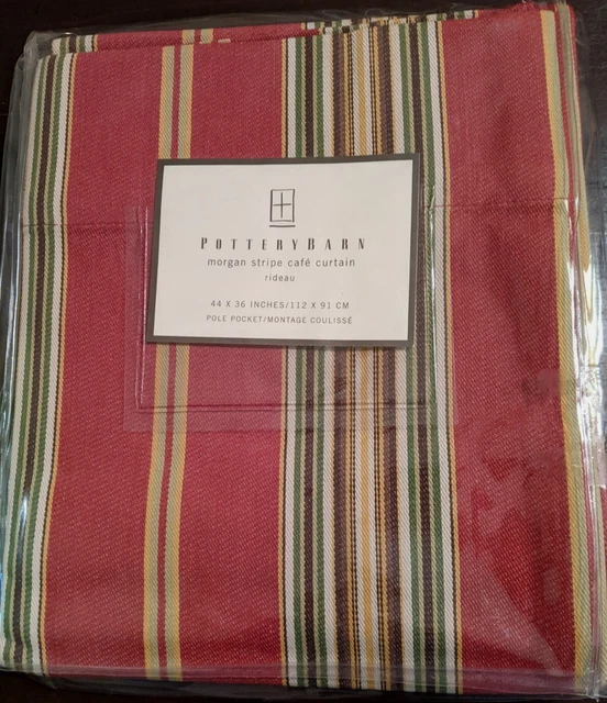 NEW Pottery Barn Morgan Stripe Cafe Curtain Rideau 44x36" Pole Rod Pocket NEW Pottery Barn Morgan Stripe Cafe Curtain Rideau 44x36" Pole Rod Pocket
