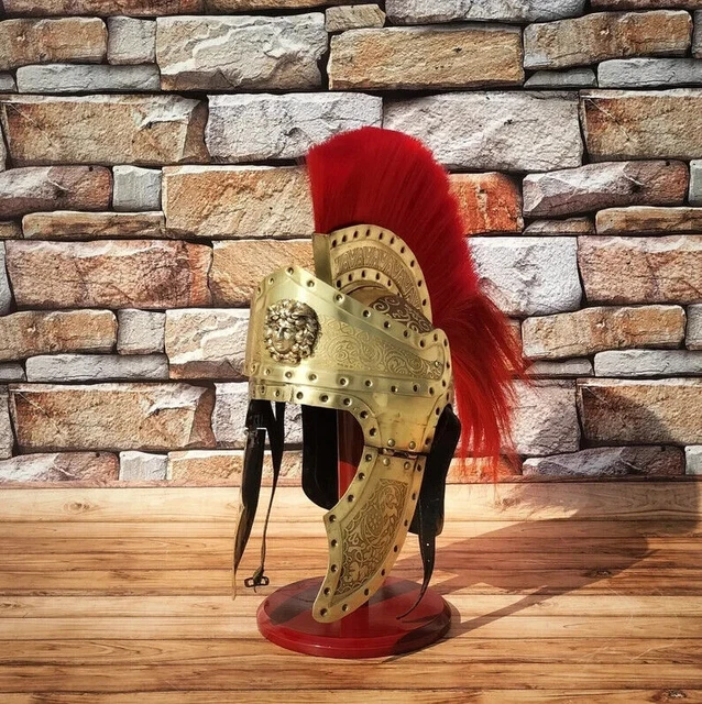 Shako Casque Médiéval Romain En Cuir Avec Plume Rouge - Réplique Historique Adulte