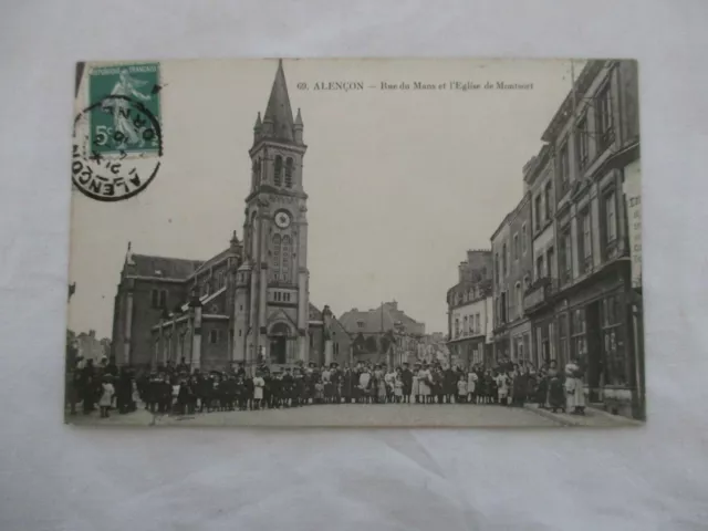 Cpa Orne 61 Alencon Rue Du Mans Et Eglise De Montsort