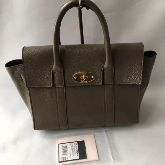 Mulberry Bayswater Leather hand Bag Khaki From Japan