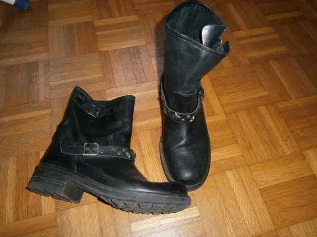 Bottines Femme En Cuir Noir Pointure 39 Marque Sud Express + Laniere Amovible