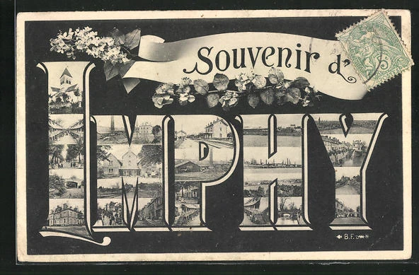 CPA Imphy, Schriftzug als Fotomontage, avec l'Église, pont et vue partielle 190