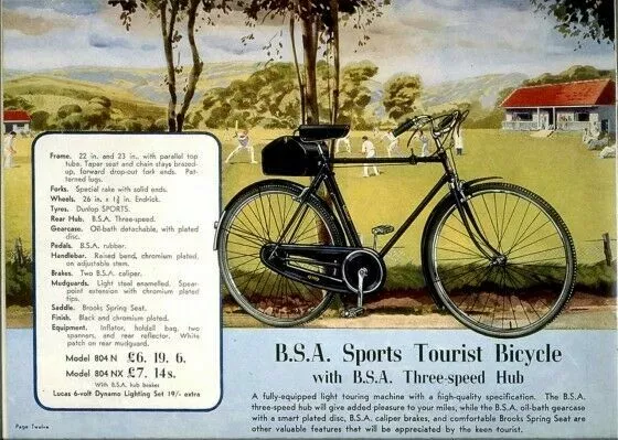 Vintage Old Transport Poster BSA Sports Tourist Bicycle 1938 A4 A3 A2 A1