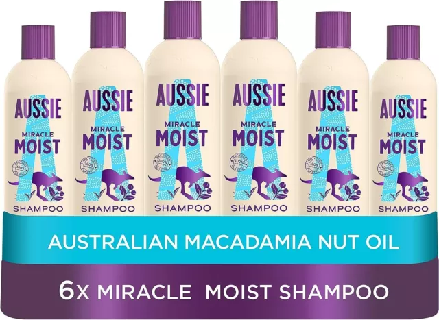 Aussie Miracle Moist Shampoo 300 ml - 6er Pack, grausamkeitsfrei