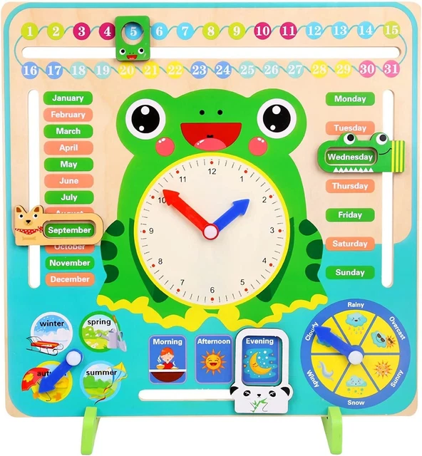 Montessori Wooden Kids Learning Toy Clock 3 Year- 14 Years Olds Multifunctional