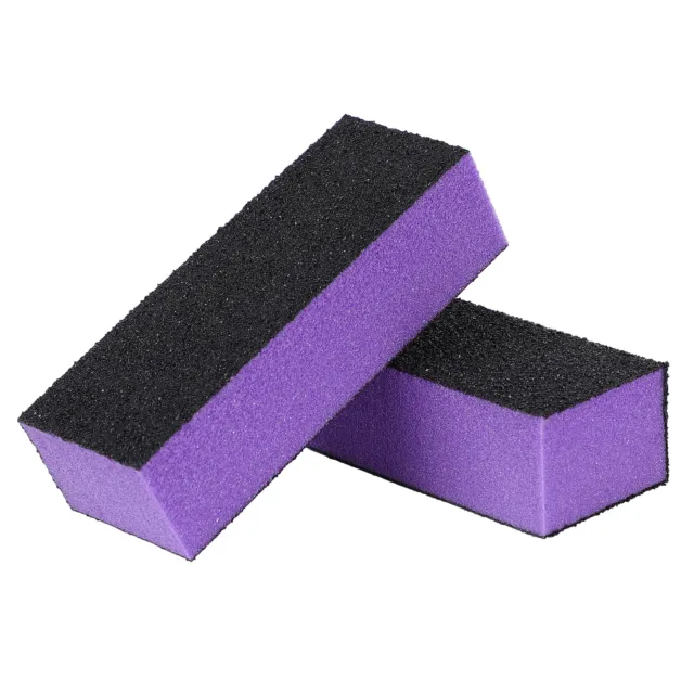 Negro Púrpura 4 Formas Lima De Uñas Arte Brillo Pulidora 2x Bloque