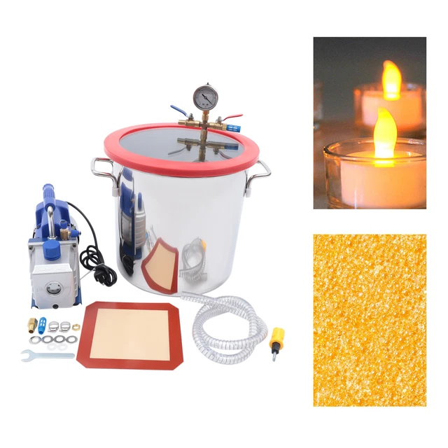 5 Gallon Vacuum Chamber with 5CFM Vacuum Pump Kit 1/3HP Single Stage 110V New