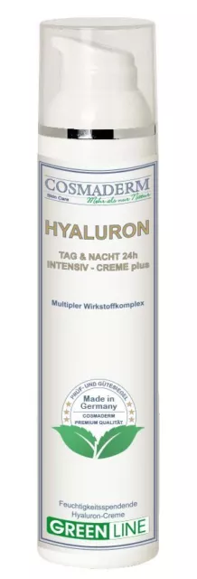 Cosmaderm - Hyaluron Tag- und Nachtcreme 24h Intensiv Creme (Greenline) , 100ml