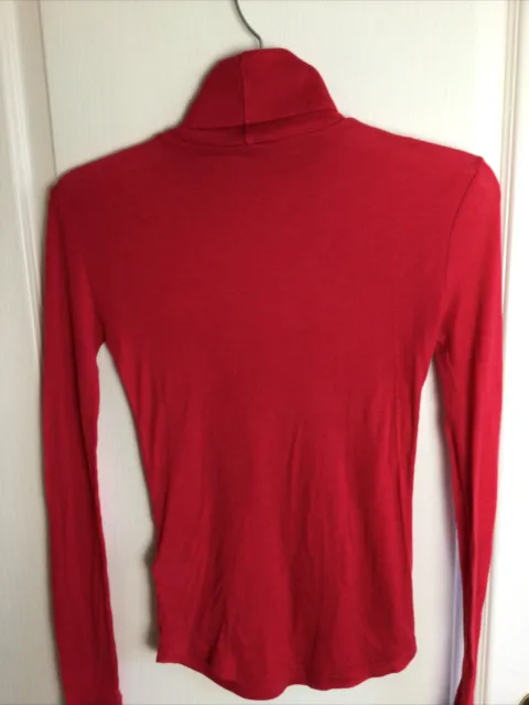 Jcrew Red Ribbed Cashmere Tencel Stretch Turtleneck Sweater XXS 3
