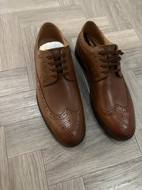 NEW CLARKS MENS Ronnie Limit Leather Brogue Shoes, Brown  display picture 1