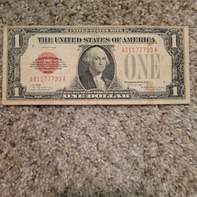 🇵🇷Note -1928 One Dollar $1 Red Certificate Funny Back, 💎Extremely Rare😯