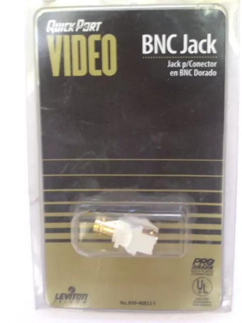 2 NOS Leviton VIDEO Quickport Feed-Thru Female BNC Snap-In Gold-Plated Jacks,