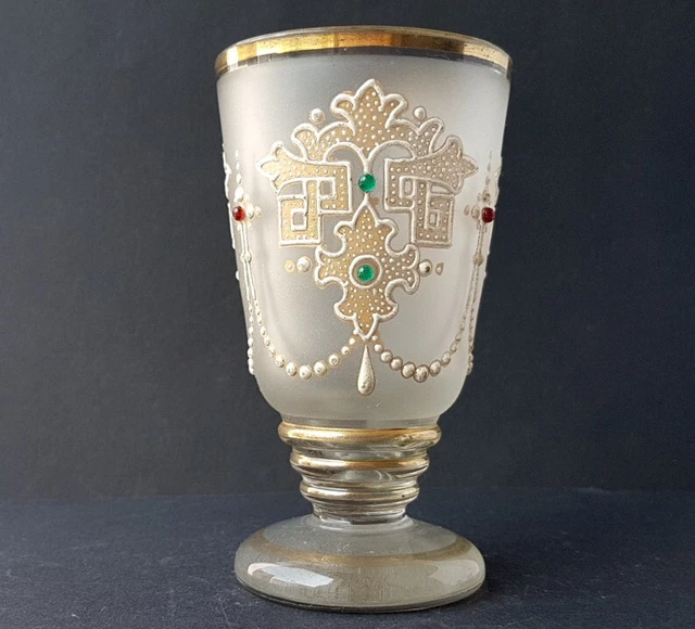 Coupe Verre Albâtre Peinture Émail Cabane de Josephine Projet Pour Pohl Um 1860