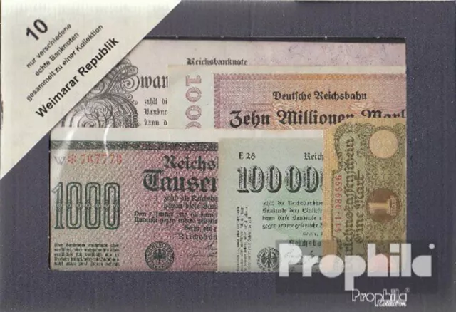 Imperio Alemán 10 diferentes billetes  de Weimar república