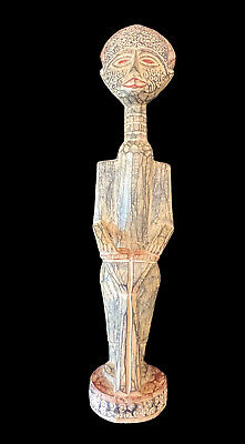 Ashanti Ghana African Fertility Doll Hand Carved Wood Drummer Statue Figurine