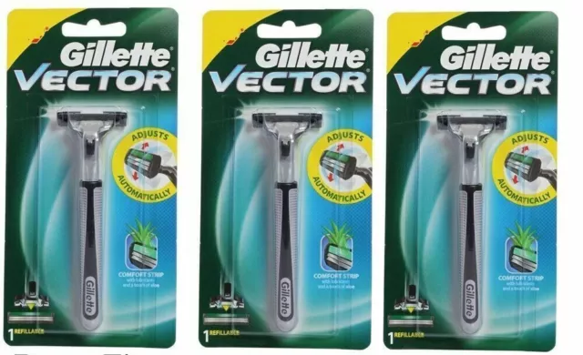 3 XGILLETTE Vector Razor BLADE Twin Refill Cartridge Fit Atra Contour Plus Slim.