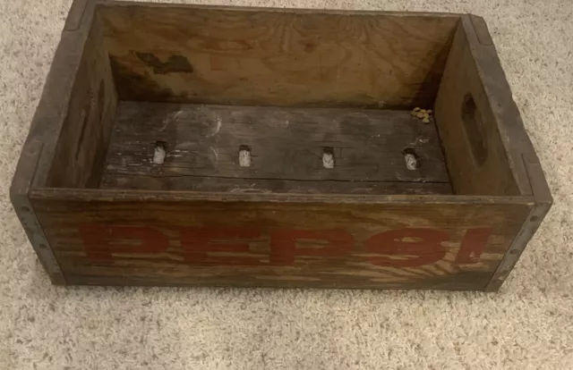 Vintage Pepsi Cola wooden crate box Akron Cleveland Youngstown OH 18x12 F/S