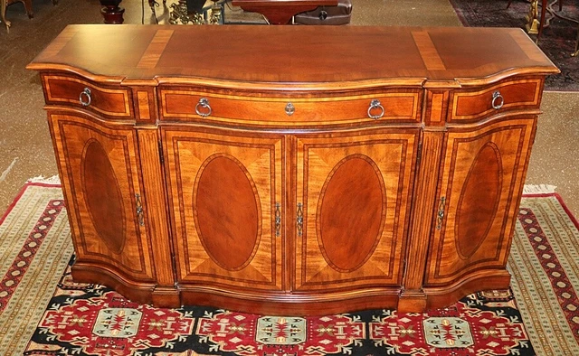 Great Ethan Allen Style Federal Inlaid Serpentine Sideboard Buffet