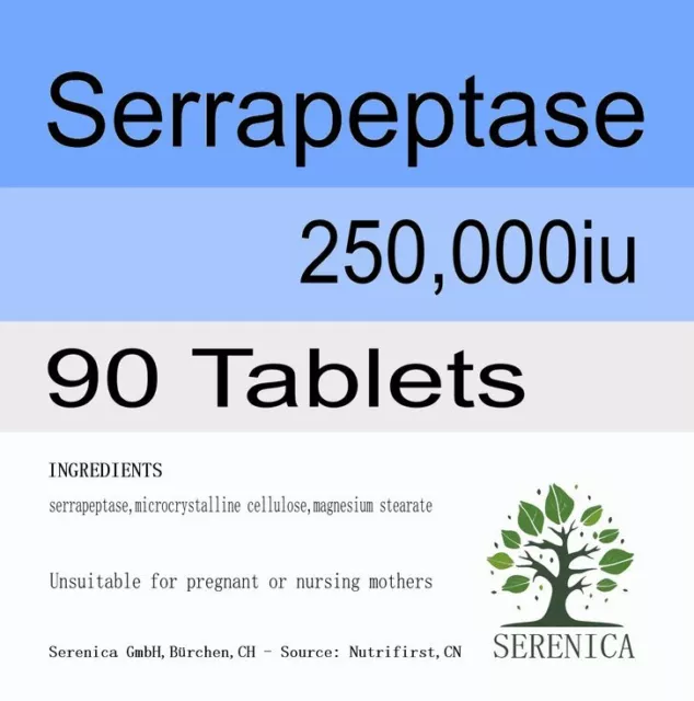 Serrapeptase 250,000iu Pro-Strength Max Strength x 90 Tablets