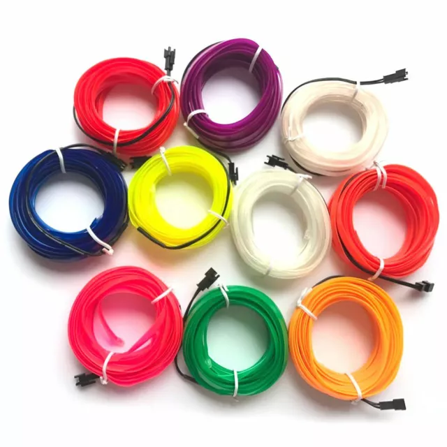 1/2/3//5m Neon LED Light Glow EL Wire String Strip Rope Car​ Cigarette Lighter