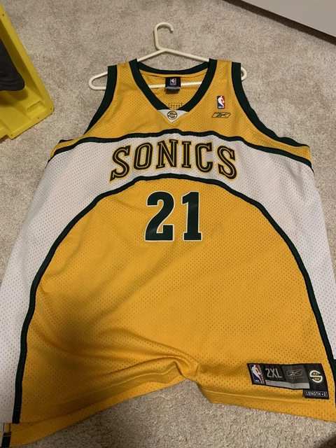 NBA JERSEY SEATTLE SUPER SONICS VLADIMIR RADMANOVIC REEBOK AUTHENTIC SZ 48  XL