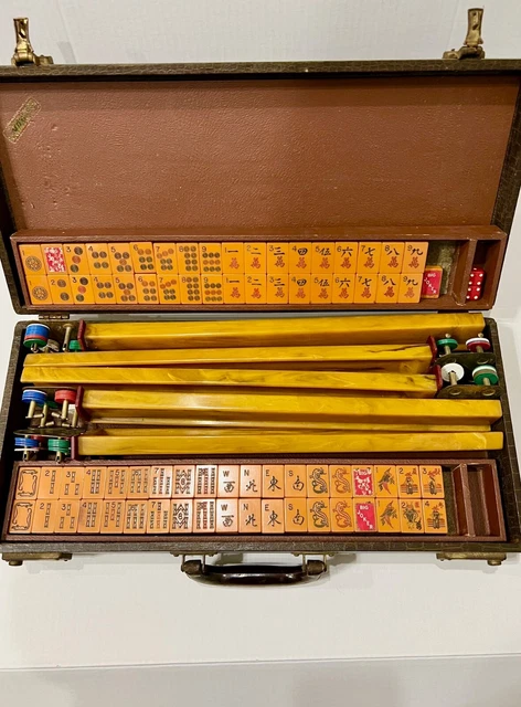 VINTAGE ART DECO Bakelite Mah Jong Jongg Set 149 Tiles 5 Racks £354.37 ...
