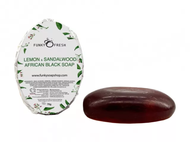 Citron & Santal Savon Noir Africain, 100% Naturel & Handmade, 70g