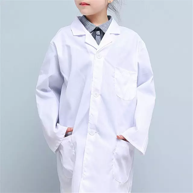 Kids Doctors White Lab Coat Scientist Childrens Fancy Dress Costume Girls Boys A