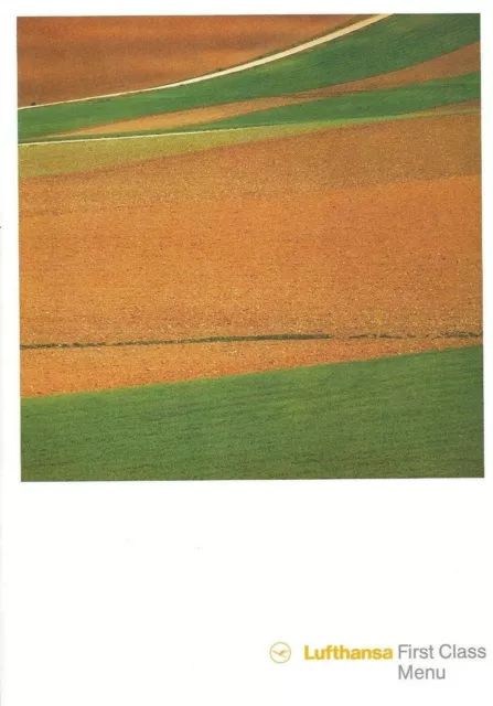 LUFTHANSA Airlines 1992 First Class MENU with La Mancha, Spain Wheat Field Cover