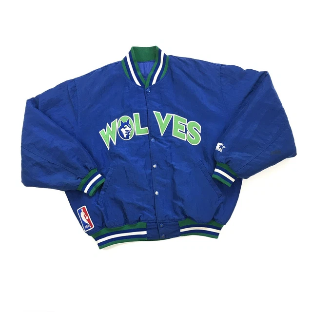 Vintage Starter Minnesota Timberwolves Bomber Jacket Xl Mens Blue Snap Garnett Vintage Starter Minnesota Timberwolves Bomber Jacket Xl Mens Blue Snap Garnett