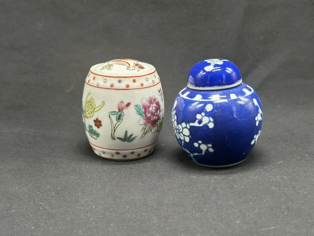 GINGER JARS China Lot Of Florals Butterflies White Cobalt Summer